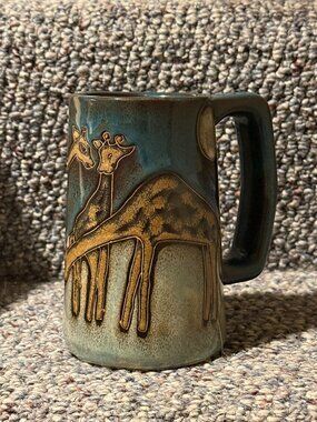 Vintage Tall Mara Mexico Signed Giraffes Mug